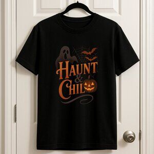 Haunt & Chill Halloween Graphic T-Shirt – Black